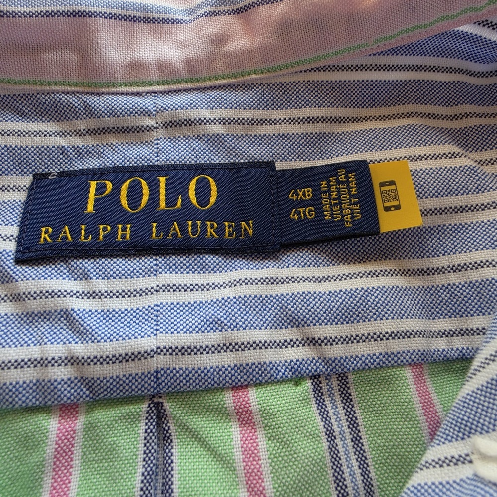 Men's Ralph Lauren Button-down Big & Tall Oxford Shirt 4XLT Color Block Stripes - Picture 3 of 7